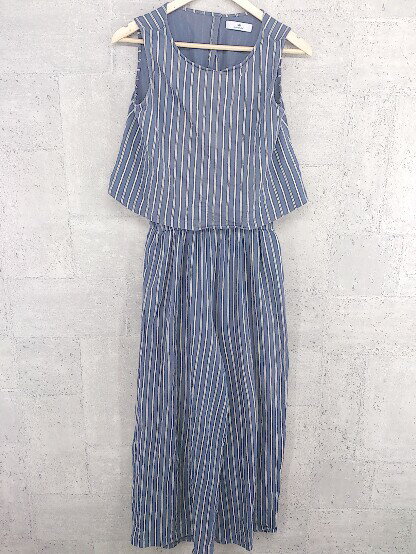◇ Sonny Label サニーレーベル URBAN RESEARCH ストライプ ノースリーブ オールインワン サイズF ネイビー レディース 【中古】