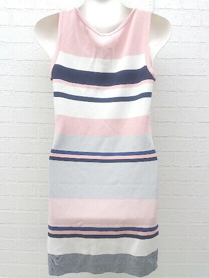 ◇ ●新品● ◎ rienda タグ付 ボーダー ノースリーブ ミニ チュニック ニット ワンピース サイズS マルチ レディース 【中古】