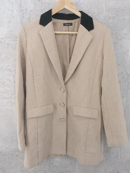 ◇ EMODA エモダ シングル 3B 長袖 ジャケット サイズF ベージュ ブラック レディース 【中古】