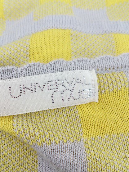 ◇ UNIVERVAL MUSE ユニバーバル ミューズ チェック 長袖 ミニ ワンピース イエロー グレー レディース 【中古】