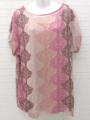 ◇ ◎ laboratory work ラボラトリーワーク 総柄 チュニック 半袖 ミニ ワンピース サイズM ピンク マルチ レディース 【中古】 ◇ ◎ laboratory work ラボラトリーワーク 総柄 チュニック 半袖 ミニ ワンピース サイズM ピンク マルチ レディース 【中古】
