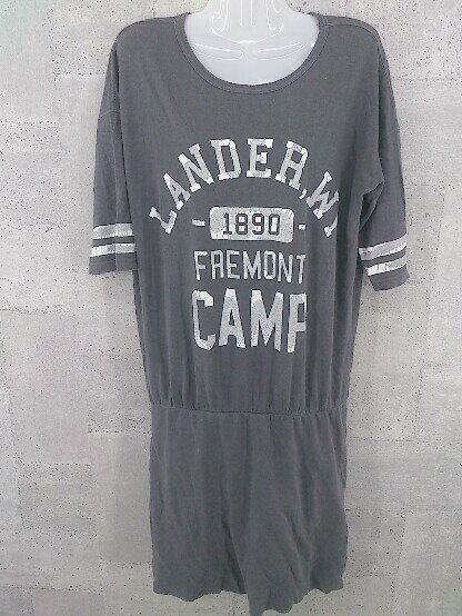 ◇ JOURNAL STANDARD relume リネン混 七分袖 膝丈 ワンピース サイズF グレー レディース 【中古】