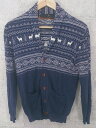 ◇ BEAUTY & YOUTH UNITED ARROWS コットン ニット ノルディック柄 長袖 カーディガン サイズS ネイビー ホワイト メンズ 【中古...