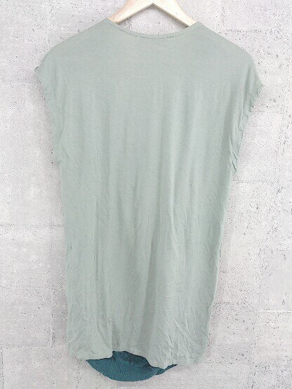 ◇ COLLAGE GALLARDAGALANTE 総柄　フレンチスリーブ チュニック ワンピース サイズF ネイビー　グリーン レディース 【中古】