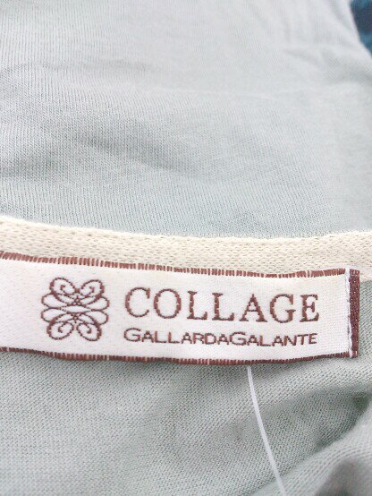 ◇ COLLAGE GALLARDAGALANTE 総柄　フレンチスリーブ チュニック ワンピース サイズF ネイビー　グリーン レディース 【中古】