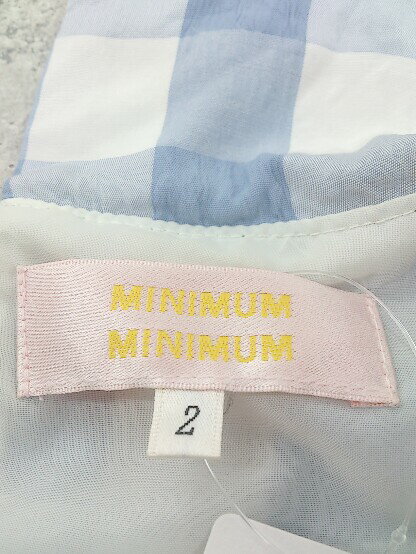 ◇ MINIMUM MINIMUM ミニマムミニマム チェック 半袖 ミニ ワンピース 2 ブルー ホワイト レディース 【中古】