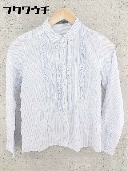 ◇ Aquascutum アクアスキュータム ストライプ 長袖 シャツ サイズ9S ライトブルー ホワイト レディース 【中古】