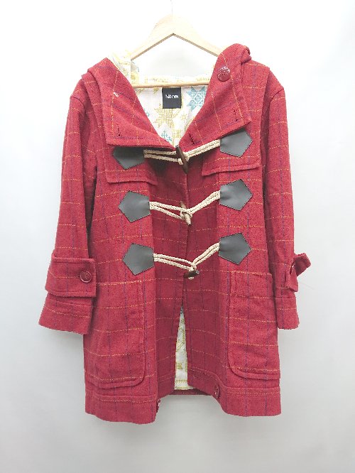 ◇ Ne-net ネ ネット チェック 定番 かわいい 長袖 ダッフルコート サイズ2 レッド マルチ レディース P 【中古】