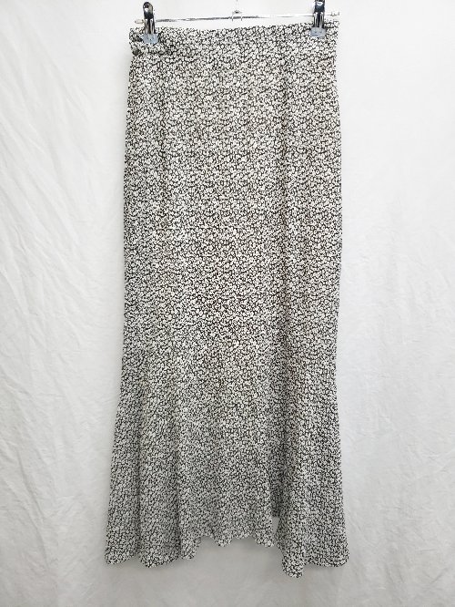 ◇ ◎ ⊂ mystic ミスティック 総柄 ロング丈 マーメイド スカート サ表記なし ブラック系 オフホワイト レディース P 【中古】