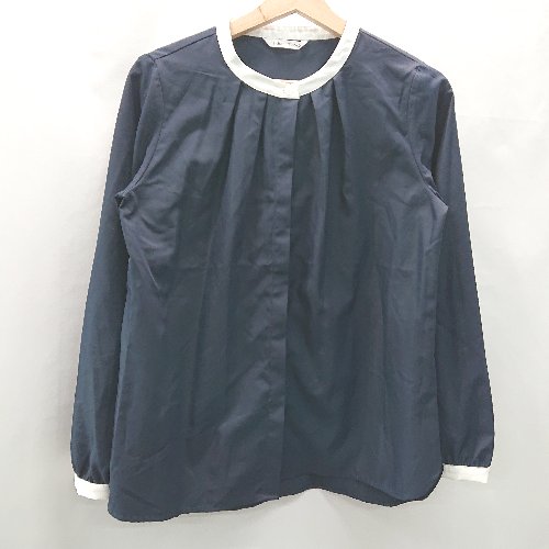 ◇ (株)メルロ−ズ MADE IN INDIA 刺? ストライプ柄 爽やか 長袖 シャツ サイズ3 ブル−系 メンズ E 【中..