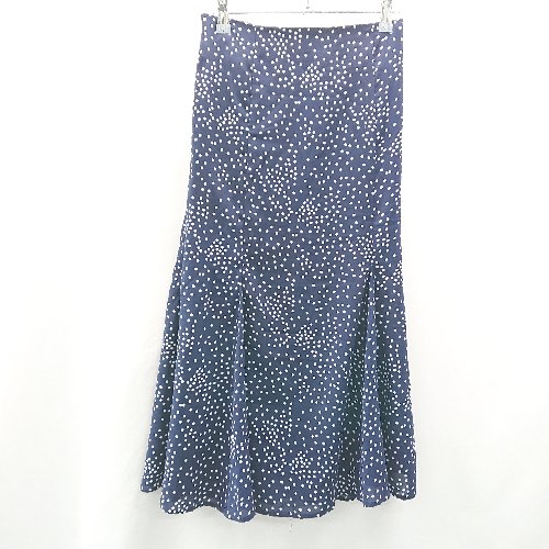 ◇ JAYRO ジャイロ ウエストゴム楽ちん ドット柄 かわいい 膝下 フレア スカート サイズM ネイビー レディース E 【中古】