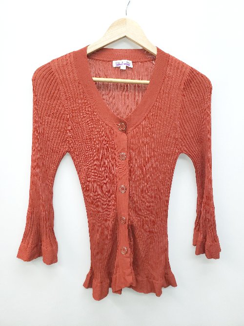 ◇ base e nuovo バーゼ エ ヌオボ タイト カジュアル 長袖 ニット カーディガン サイズ40 レッド レデ..