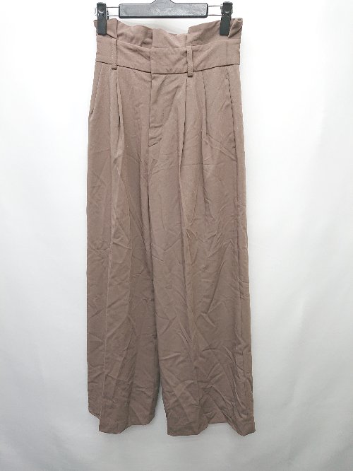 ◇ STUDIOUS ステュディオス ハイウエスト ツータック ワイド パンツ サイズ1 ブラウン レディース P 【中古】