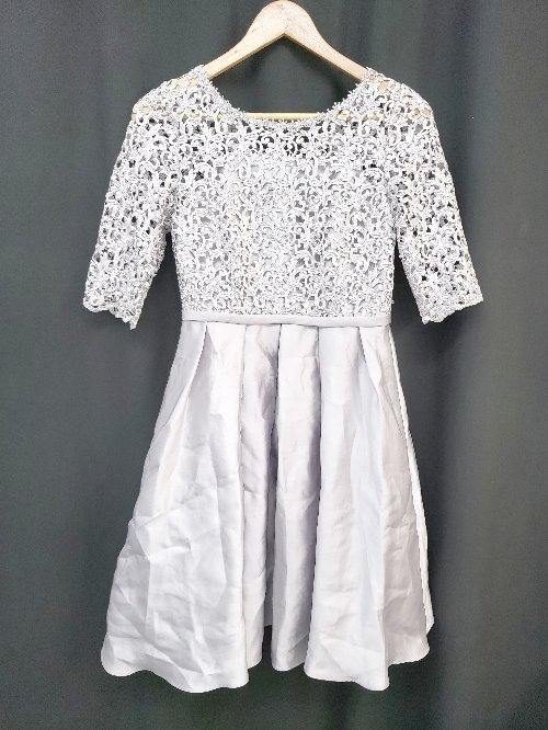 ◇ アサクラ レール キレイめ パーティー 結婚式 半袖 膝丈 ワンピース サイズ38 パープル系 レディース P 【中古】