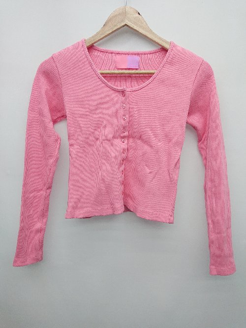 ◇ Lepidos レピドス フロントボタン リブ 無地 長袖 カーディガン ピンク レディース P 【中古】