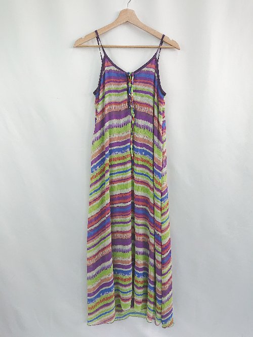 ◇ 株式会社フリーインターナショナル 肩紐 柄物 ロング丈 ワンピース サイズM パープル レディース E 【中古】