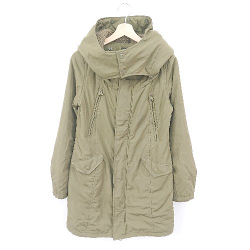 ■ EMODA エモダ フード取り外し可 オーバーサイズ 長袖 ジャンパー サイズM カーキ レディース メンズ E 【中古】