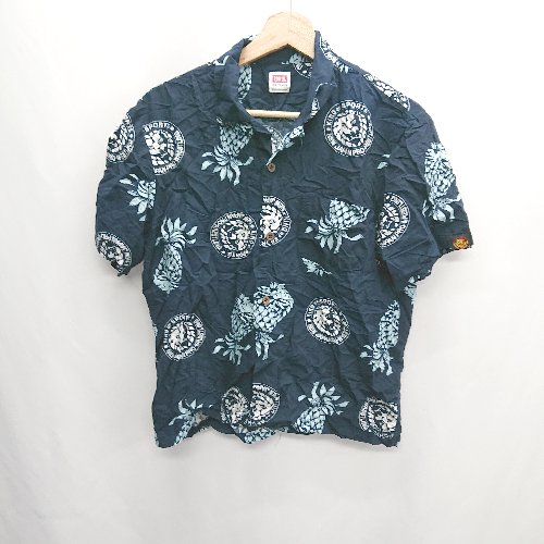 ◇ ⊂ EDWIN エドウィン ライオン柄 半袖 ポロシャツ サイズM ネイビー系 レディース E 【中古】