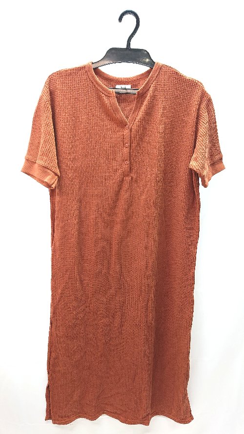 ◇ koe コエ ワッフル生地 半袖 ロング ワンピース サイズフリー オレンジ レディース E 【中古】