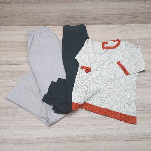 ◇ 《 Discoat ディスコート まとめ売り3点セット サイズF2点&M リブ パンツ ニット ウエストゴム レディース メンズ 》 E 【中古】