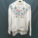 ◇ SELECT MOCA ハイネック 刺?入り 長袖 ニット セーター サイズF ホワイト/マルチ レディース E 【中古】