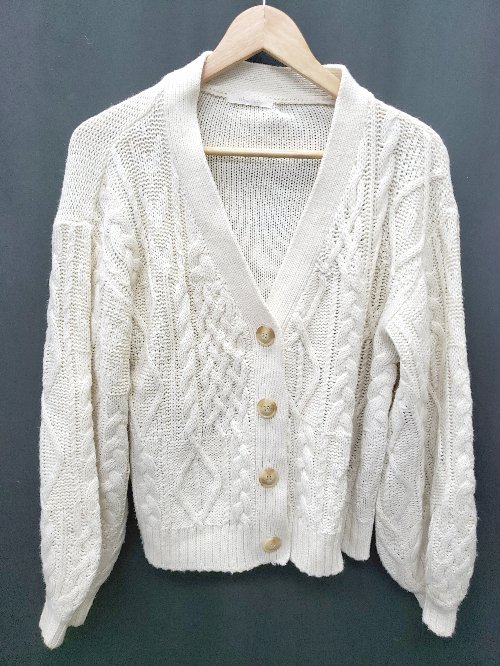 ◇ ⊇ ehka sopo エヘカソポ 長袖 ケーブルニット カーディガン サイズF ベージュ レディース P 【中古】