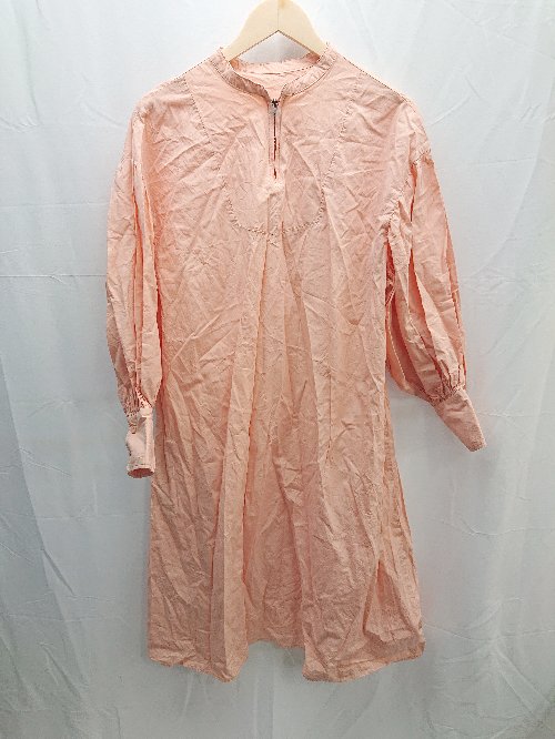 ◇ JUNOAH ジュノア ハーフジップ 長袖 ロング ワンピース サイズM サーモンピンク レディース E 【中古】
