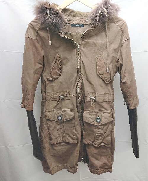 ◇ THE FIRST plus one × CORSALE 羊革 フード取り外し可能 長袖 ジャケット サイズ36 ブラウン メンズ E 【中古】