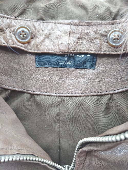 ◇ THE FIRST plus one ×　CORSALE 羊革 フード取り外し可能 長袖 ジャケット サイズ36 ブラウン メンズ E 【中古】