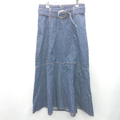 ◇ PROPORTION BODY DRESSING デニム ウエストベルト付き 膝丈 フレア スカート サイズ2 インディゴブルー レディース E 【中古】 ◇ PROPORTION BODY DRESSING デニム ウエストベルト付き 膝丈 フレア スカート サイズ2 インディゴブルー レディース E 【中古】