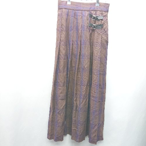 ◇ LOWRYS FARM ローリーズファーム チェック柄 ロング丈 フレア スカート サイズM ブラウン系 レディース E 【中古】