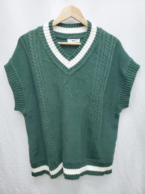 ◇ WEGO ウィゴー ビックシルエット ケーブルニット ベスト サイズF グリーン レディース メンズ P 【中古】