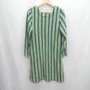 ◇ ⊇ MAISON DE PLAGE ストライプ柄 長袖 ロング丈 ワンピース サイズF グレー グリーン イエロー レディース E 【中古】