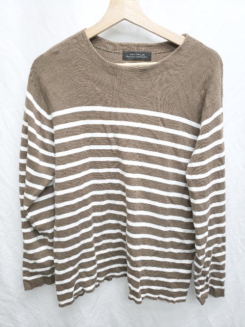 ◇ ⊇ nano universe ナノユニバース ボーダー 長袖 ニット トップス サイズM ブラウン メンズ P 【中古】