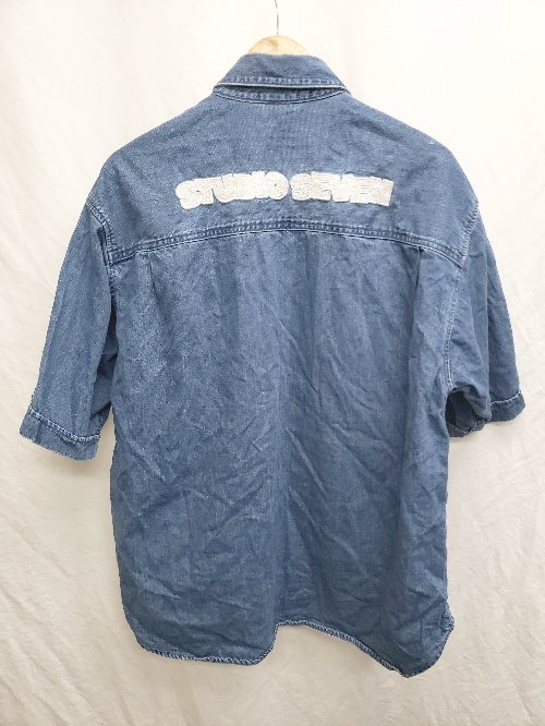 ◇ ⊂ GU × STUDIO SEVEN 五分袖 デニム シャツ サイズL ブルー系 メンズ P 【中古】