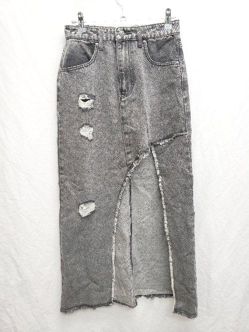 ◇ Θ GRL　グレイル 中町綾　アシンメトリーカット　デニム ロング スカート サイズL グレー レディース P 【中古】のサムネイル