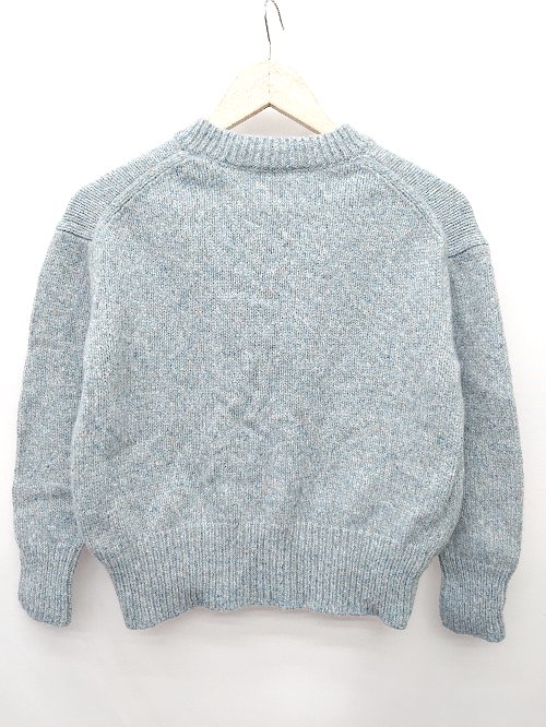 ◇ ⊇ 無印良品 Vネック　ショート丈 長袖 ニット セーター サイズM ブルー系 レディース メンズ P 【中古】