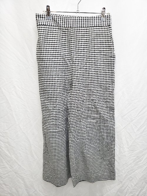 ◇ ⊂ MACPHEE マカフィー トゥモローランド ギンガムチェック ワイド パンツ サイズ36 ホワイト ブラック レディース P 【中古】