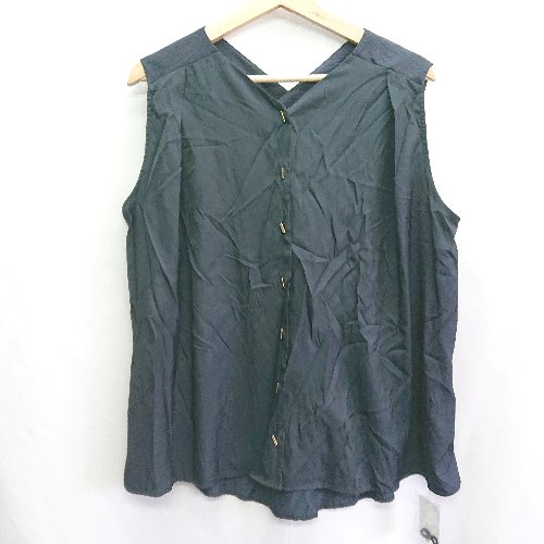 ◇ ⊂ ◎●未使用● Bou Jeloud タック入り ノースリーブブラウス サイズ38 ネイビー レディース E 【中古】