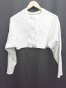 ◇ ⊇ WHO'S WHO gallery ショート丈 長袖 リブ カーディガン サイズF グレー アイボリー系 レディース P 【中古】(4)