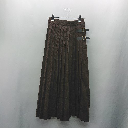 ◇ ⊇ Te chichi テチチ ダブルバックル チェック ロング プリーツ スカート サイズF ブラウン レディース E 【中古】