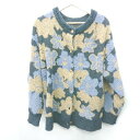 ◇ ⊇ SM2 サマンサ モスモス フラワ− 花柄 長袖 ニットカ−ディガン サイズF ブラック レディース E 【中古】