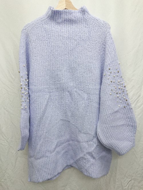 ◇ ⊇ dazzlin ダズリン ビッグシルエット　パール 長袖 ニット サイズF パープル レディース P 【中古】