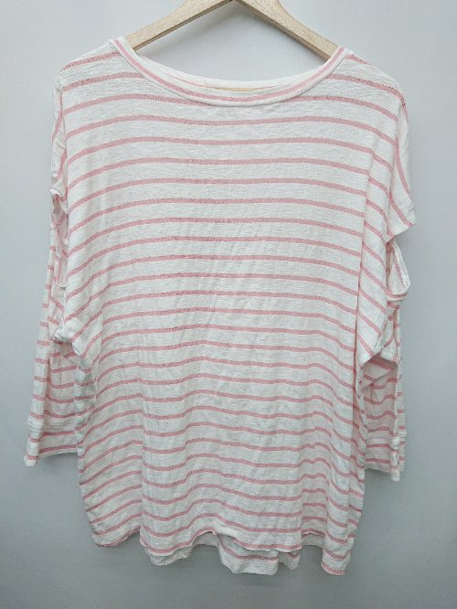 ◇ Kastane カスタネ ボーダー コットン 七分袖 Tシャツ　カットソー サイズF ピンク レディース P 【中古】