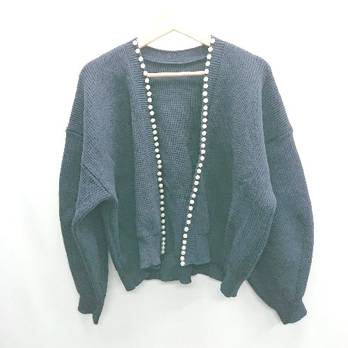 ◇ ALEFS アレフス 長袖 カーディガン サイズM ネイビー系 レディース E 【中古】