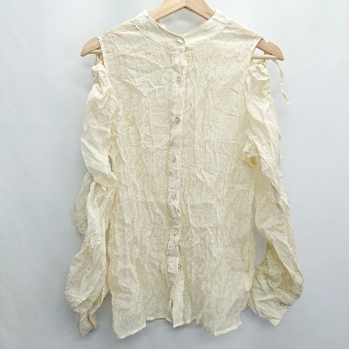 ◇ Ambre Neige 肩出し 長袖 リボンブラウス サイズF イエロー系 レディース E 【中古】