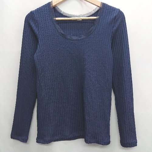 ◇ URBAN RESEARCH ITEMS 長袖 リブニットロンT サイズF ネイビー レディース E 【中古】 ◇ URBAN RESEARCH ITEMS 長袖 リブニットロンT サイズF ネイビー レディース E 【中古】