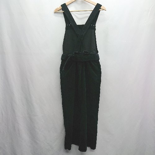 ◇ GLOBAL WORK コーデュロイ サロペット風 ウエストベルト付き ロング丈 ワンピース サイズL ブラック レディース E 【中古】