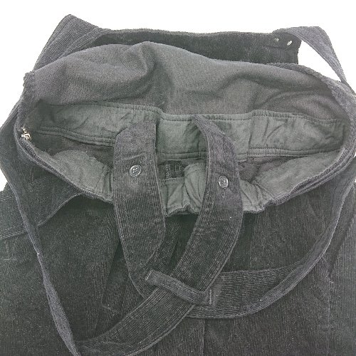 ◇ GLOBAL WORK コーデュロイ サロペット風 ウエストベルト付き ロング丈 ワンピース サイズL ブラック レディース E 【中古】