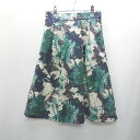 ◇ closet story UNITED ARROWS 総柄 ひざ丈 フレア スカート サイズ表記なし グリーン ネイビー レディース E 【中古】(4)